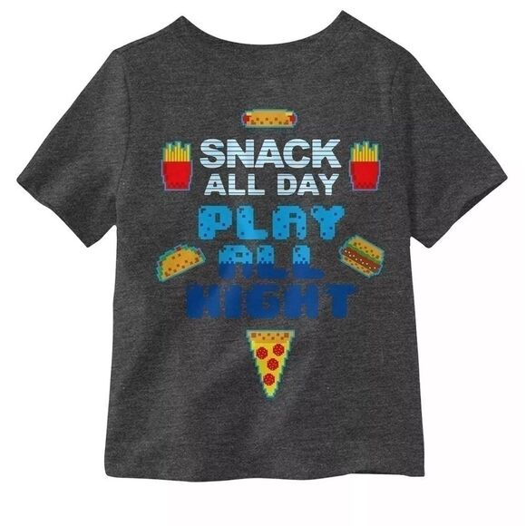 New HYBRID Little Boys Snack All Day Play All Night Graphic T-shirt 2T - Picture 1 of 3